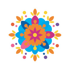 Holi Festival Rangoli Mandala With Colors Illustration