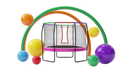 Colorful Mini Trampoline with Rainbow Arch and Balls - Fun Kids Playtime
