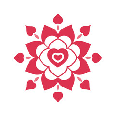 Valentine Rangoli Mandala With Heart Shapes Design