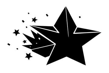 Vector art of silhouette of silver star on black background