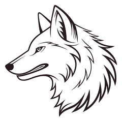 Obraz premium Wolf Head Line Art Vector Black White Illustration