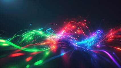Colorful light trails and abstract energy flows with vibrant hues and dynamic movement. Neon, glow, and digital concepts.