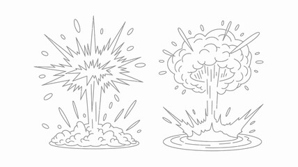 Explosion Animation Set Outline Illustration Nuclear Bomb Impact and Cartoon Style Boom Effect Design Collection © SHOHRAB HOSSAIN