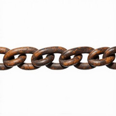 Fototapeta premium Rusty Chain: A weathered, rusty chain, a symbol of industrial strength, lies isolated, presenting a study in textures, tones and links.