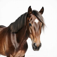 Majestic Horse Portrait: A regal horse, showcasing a glossy coat, stands proudly in a studio setting, radiating elegance and poise.