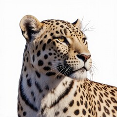 Elegant Leopard's Gaze: A majestic leopard, its coat adorned with intricate rosettes, gazes pensively, embodying strength, grace, and the raw beauty of the African wilderness.