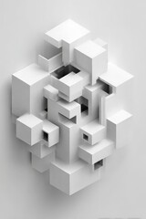 Obraz premium Abstract White Geometric Cube Composition