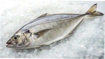 Whole Raw Halibut Fish on Crushed Ice seafood fresh