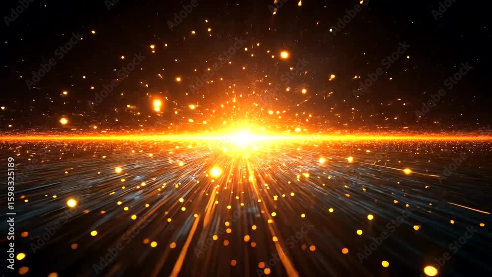 Wall mural futuristic glow particle trails animation, abstract background with glowing particle effects