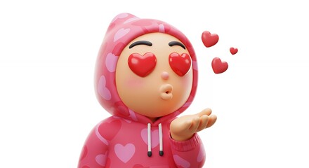 Cartoon character kissing digital illustration