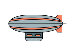 Air Blimp Line Art Illustration Vintage Dirigible Design in Black and White