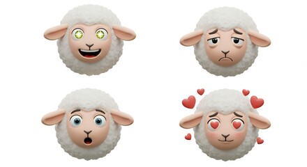 Obraz premium Sheep heads with different expressions