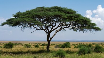 Majestic Acacia Tree Collection: Stunning Visuals of Thorny Branches, Fluffy Yellow Blooms, and Graceful Silhouettes Against Savanna Skies, Ideal for Wildlife Documentaries, African Safari Campaigns