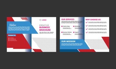 business bifold brochure template . Creative concept bifold brochure ,vector layout .