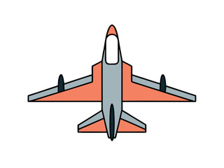 Fighter Jet Outline Design with Wings Vector Illustration for Graphic Projects