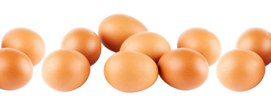 Brown eggs isolated on transparent background. PNG format