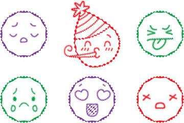 Colorful Monster-Themed Round Frames and Zigzag Edge Circles – Quirky Vector Pack for Children’s Stickers, Tags, and DIY Projects