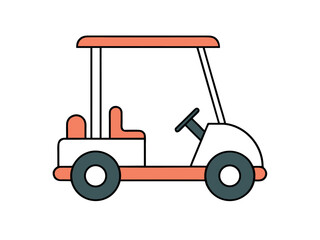 Minimalist Golf Cart or Golf Buggy Side View Vector Illustration