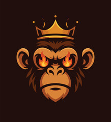 AN ANGRY BROWN MONKEY WITH A CROWN ON HEAD