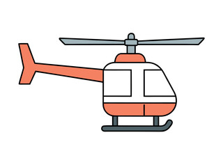 Helicopter Line Drawing Detailed Illustration of a Rotor Based Aircraft