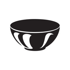 Black ceramic bowl icon silhouette isolated on white background vector illustration