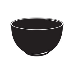 Black ceramic bowl icon silhouette isolated on white background vector illustration