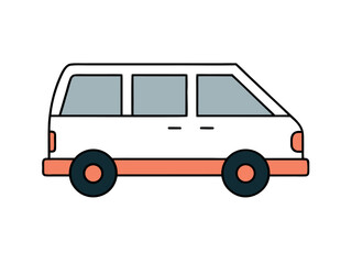 Simple Minivan Line Art Illustration Automotive Design for Transportation and Family Vehicles
