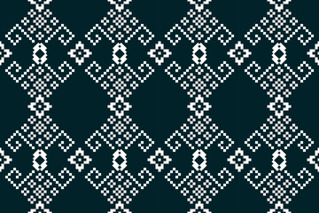 A seamless pixel art pattern inspired by traditional ethnic textiles. Featuring geometric motifs and intricate symmetrical designs, perfect for fashion, fabric prints, digital backgrounds, and decorat