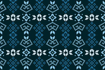 A seamless pixel art pattern inspired by traditional ethnic textiles. Featuring geometric motifs and intricate symmetrical designs, perfect for fashion, fabric prints, digital backgrounds, and decorat