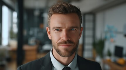 Fototapeta premium Portrait of confident businessman professional executive ceo handsome man in suit looking at camera