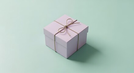 Fototapeta premium Simple Elegant Gift Box on Mint Green Background.