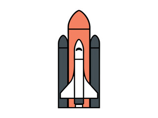 Vertical Rocket Line Art Design for Space Exploration and Technology Concepts