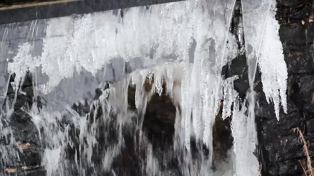 melting ice waterfall water flow Waterfall Fresh Cold Water Melting