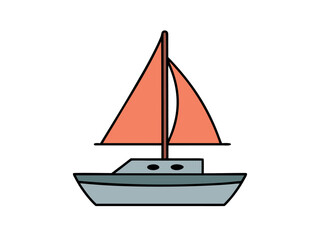 Simple Sailboat Line Drawing Nautical Illustration of a Sailing Boat on Water