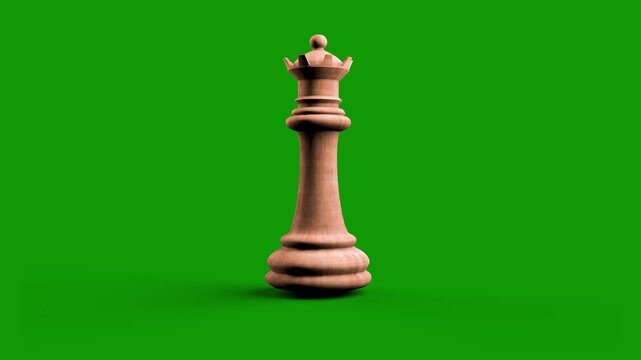 4K 3D Wooden Chess Queen Piece | Green Screen PNG Render