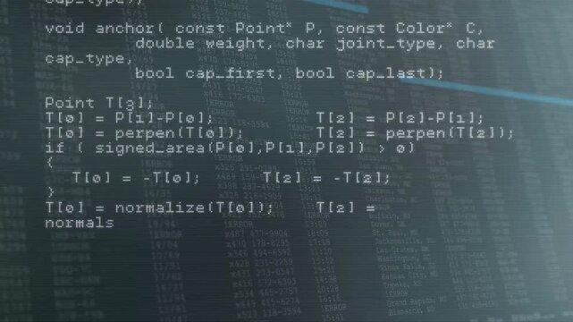 Opening C++ editor executing file loop then HTTP request scrolling to polyline and intersect1 demo