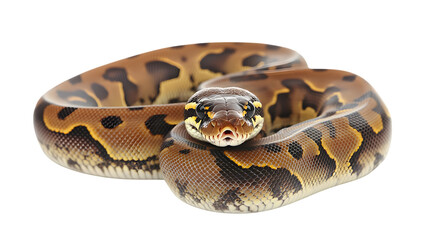 Fototapeta premium Elegant Brown Python Snake on White Background for Wildlife Concepts