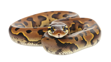 Elegant Brown Python Snake on White Background for Wildlife Concepts