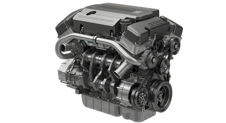 Fototapeta premium Detailed Automotive Engine Product Shot Isolated on White Background