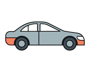 Minimalist Sedan Car Side View Line Art Vector Illustration Design