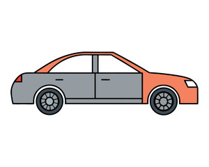 Minimalist Sedan Car Side View Line Art Vector Illustration