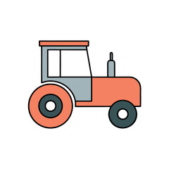 Simple Farm Tractor Line Icon Design for Agricultural or Farming Concepts
