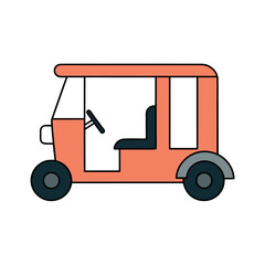 Tuk Tuk Icon Three Wheeler Auto Rickshaw Design for Transportation and Travel Concepts