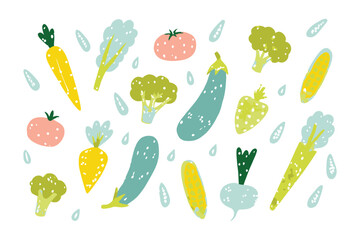 Fresh Garden Bounty: A vibrant illustration showcases a colorful array of fresh garden vegetables and creates a delightful visual feast that embodies health, nutrition and well-being.