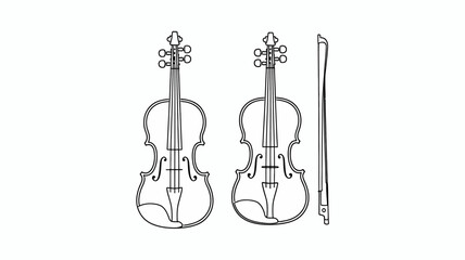 Fototapeta premium Elegant Violin Illustration Featuring Musical Instruments and a Bow Classic Vintage Design Perfect for Music Lovers and Educators
