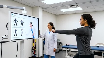 Woman demonstrating martial arts technique in clinic
