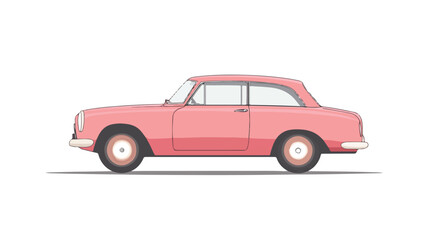 Obraz premium Vintage Pink Car Illustration for Retro Design Projects