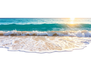 Golden Sunset Over Turquoise Water Lapping Serene Beach, transparent png