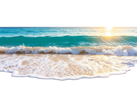  Golden Sunset Over Turquoise Water Lapping Serene Beach, transparent png