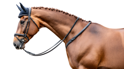 Majestic Chestnut Horse Isolated on White Background - Professional Stock Photo